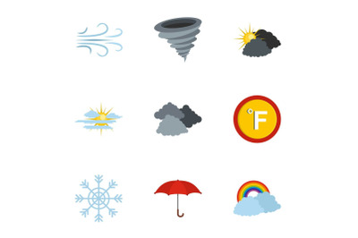 Hydrometeorological centre icons set, flat style