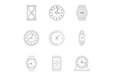 Chrono icons set, outline style