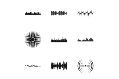 Noise icons set, simple style