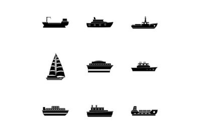 Shipborne icons set, simple style