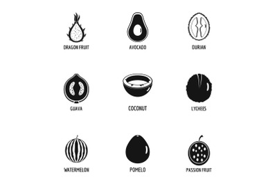 Forest berry icons set, simple style