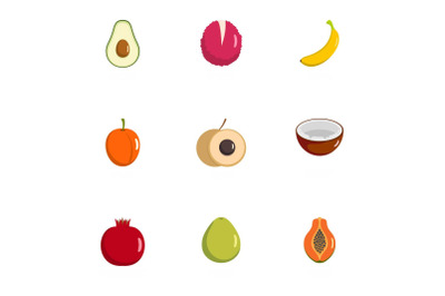 Produce icons set, flat style