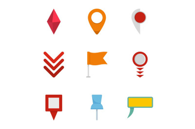 GPS icons set, flat style