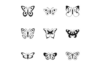 Silkmoth icons set, simple style