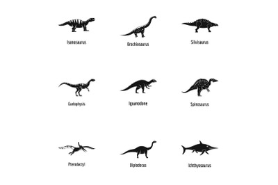 Cool lizard icons set, simple style