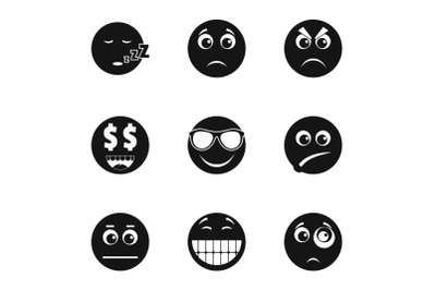 Emoji icons set, simple style