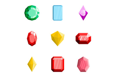 Gem icons set, flat style