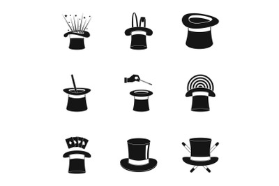 Cocked hat icons set, simple style