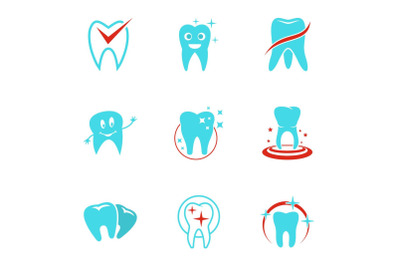 Dental icons set, flat style