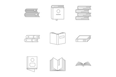 Folio icons set, outline style