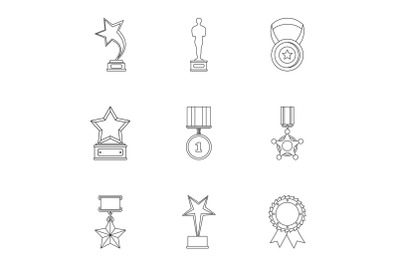 Retribution icons set, outline style