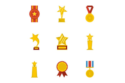 Praise icons set, cartoon style