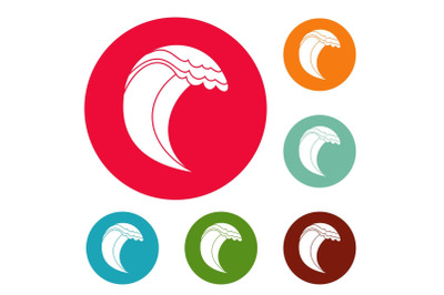 Wave icons circle set vector
