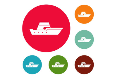 Ship transport icons circle set vector