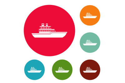 Yacht ocean icons circle set vector