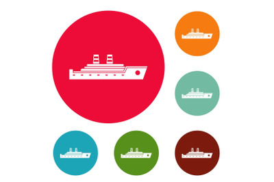 Ship passenger icons circle set vector