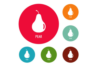 Pear icons circle set vector