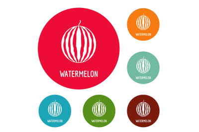 Watermelon icons circle set vector