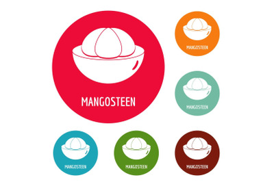 Mangosteen icons circle set vector