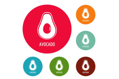 Avocado icons circle set vector