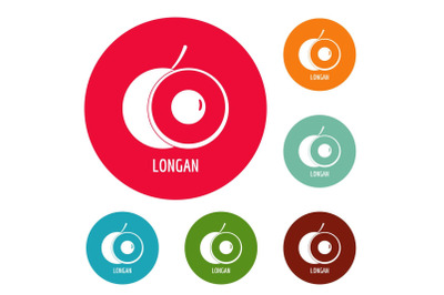 Longan icons circle set vector