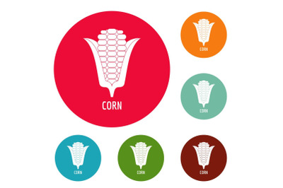 Corn icons circle set vector