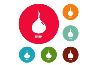 Onion icons circle set vector