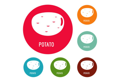 Potato icons circle set vector