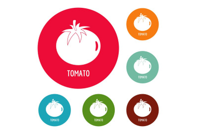 Tomato icons circle set vector