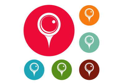 Locate pin icons circle set vector