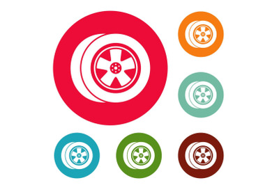 Transport icons circle set vector