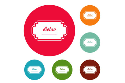 Old label icons circle set vector