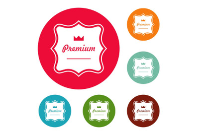 Premium label icons circle set vector