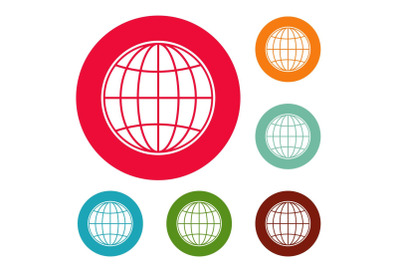 Global icons circle set vector