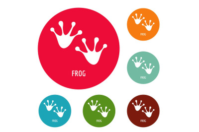 Frog step icons circle set vector