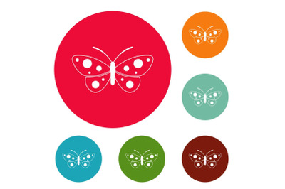 Butterfly icons circle set vector