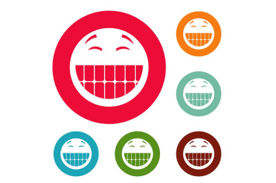 Smile icons circle set vector