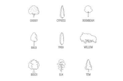 Inventory icons set, outline style