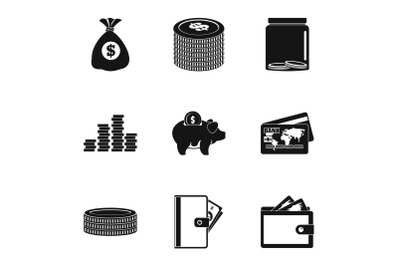 Grant icons set, simple style