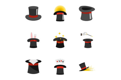 Topper icons set, flat style