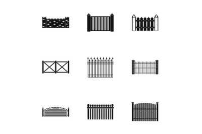 Door icons set, simple style