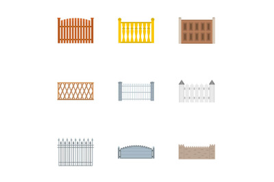 Enclosure icons set, flat style