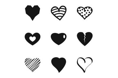 Small heart icons set, simple style