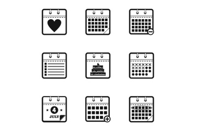Chronology icons set, simple style