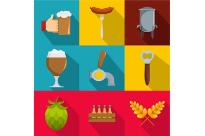 Gourmet icons set, flat style