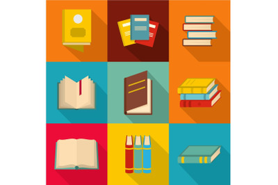 Scientific work icons set, flat style