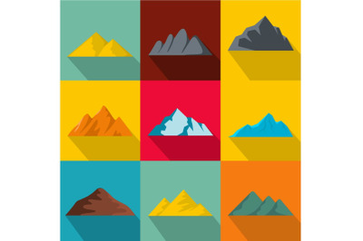Elevation icons set, flat style