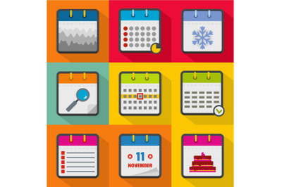 Scheduler icons set, flat style
