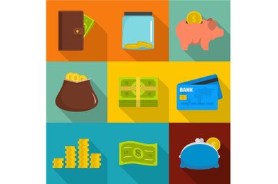 Business impact icons set, flat style