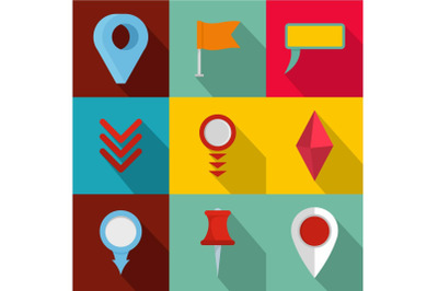 Point on map icons set, flat style